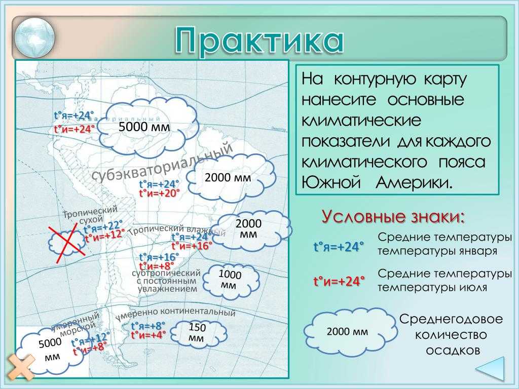 Климатическая карта южной америки 7 класс