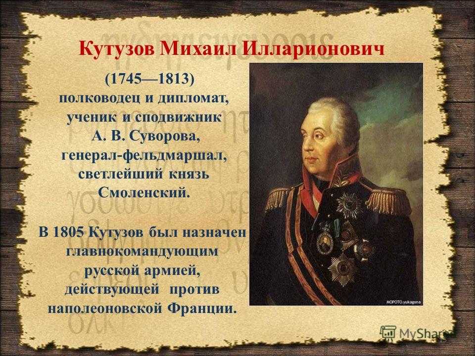 Презентация михаила кутузова