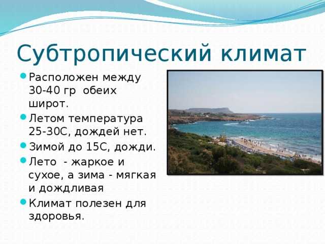 План характеристики природной зоны субтропики