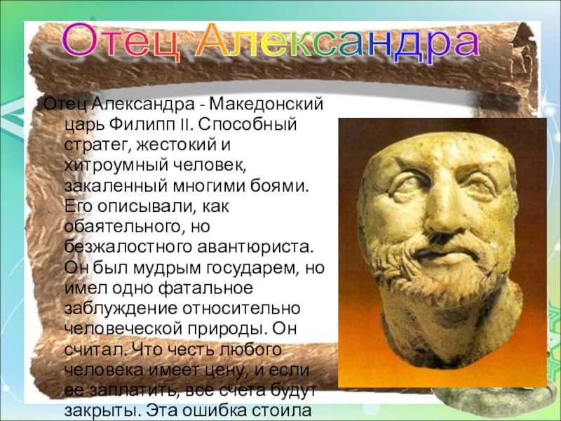 Имя отца македонского. Информация о македонском.