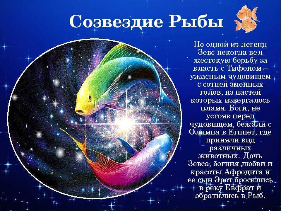 Созвездие Рыб – одно из двенадцати созвездий, составляющих зодиакальный круг, по которому Солнце проходит в своем годичном цикле Солнце входит в созвездие Рыб 12 марта и покидает его 18 апреля В это время видимое движение