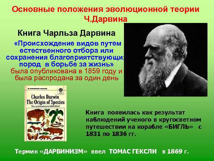 Презентация дарвин и происхождение видов 7 класс биология