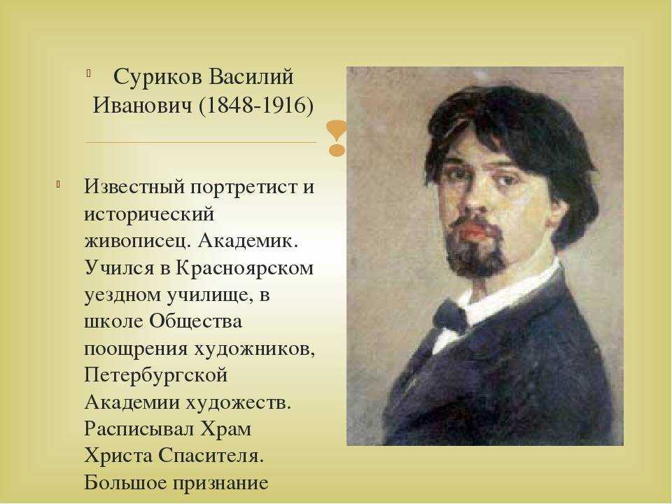 Василий Иванович Суриков (1848—1916). Василий Иванович Суриков художник передвижник. Суриков портрет художника. Василий Иванович Суриков объединение художников.