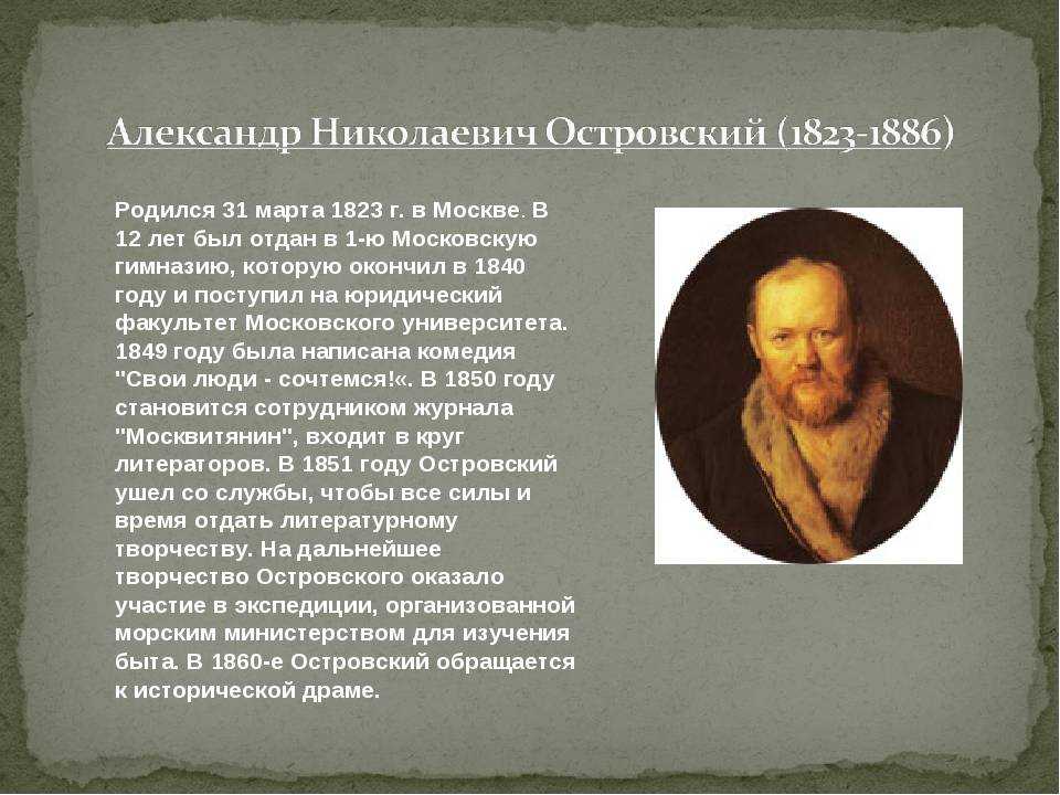 Биография островского краткая. александр николаевич островский