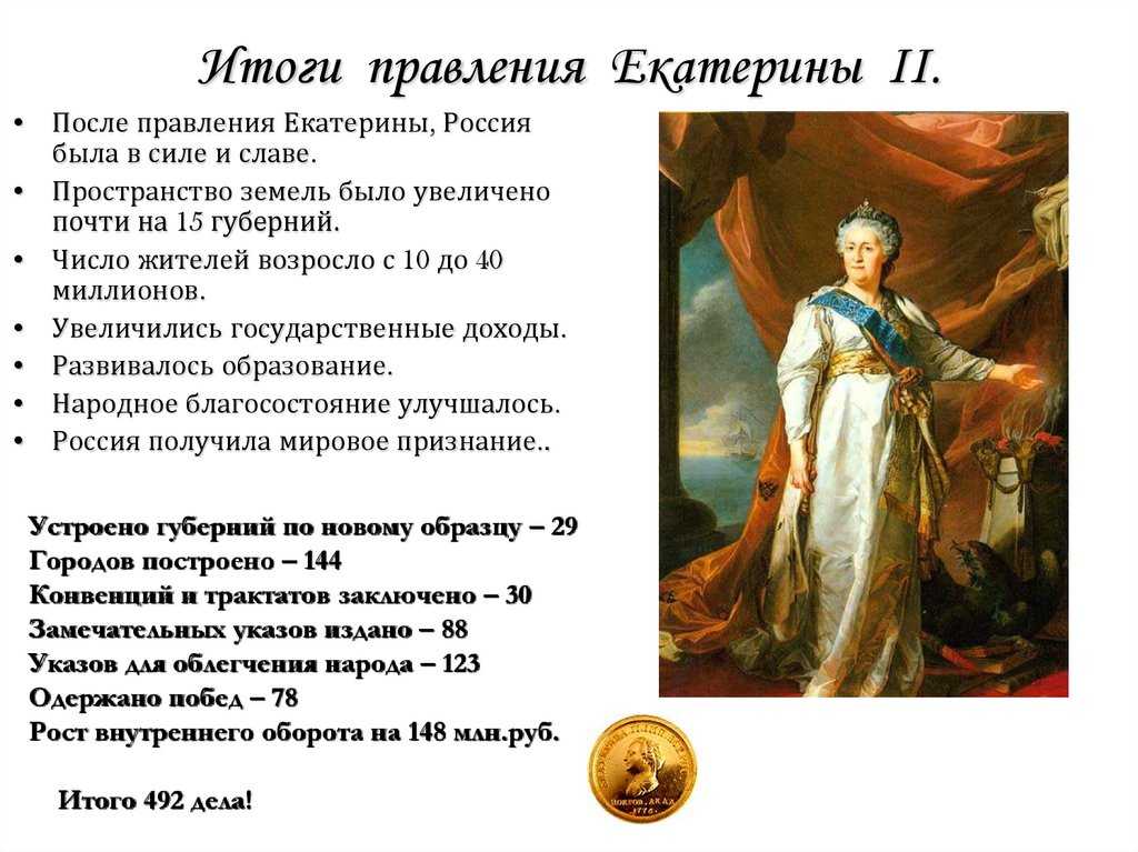 Правление екатерины 2 великой - годы, внутренняя и внешняя политика