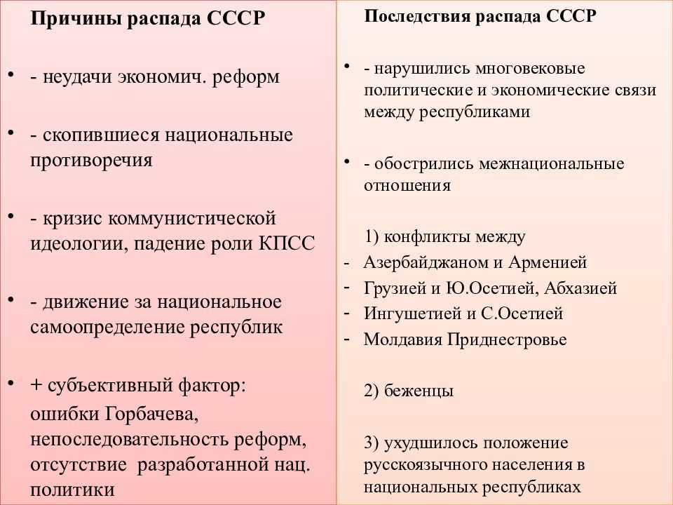 Составьте в тетради схему кластер причины крушения ссср