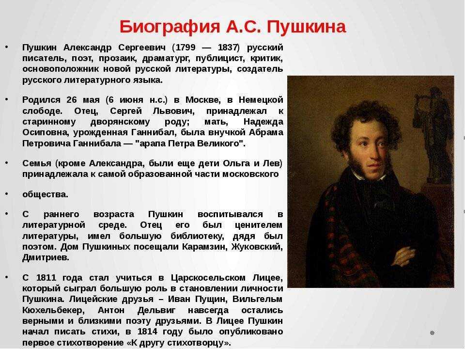 Творчество пушкина – кратко самое главное об основных темах