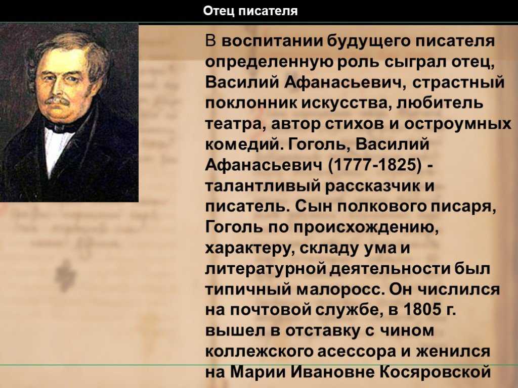 Роль писателя в литературе. Гоголь биография презентация. Отец Гоголя. Н.В.Гоголь: страницы жизни и творчества.