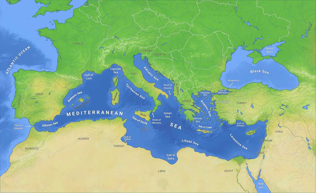 Карта берега Средиземного моря
