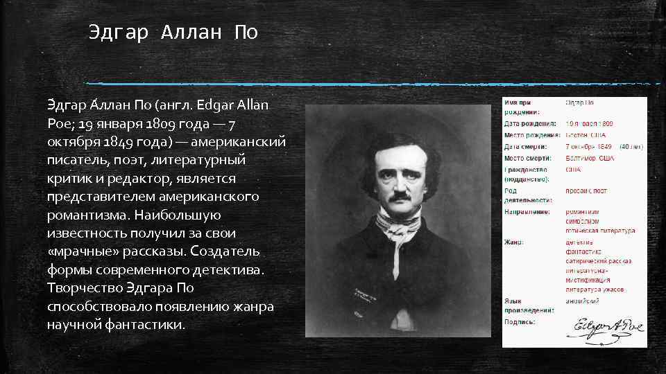 Эдгар аллан по биография и творчество / литература | thpanorama - сделайте себя лучше уже сегодня!